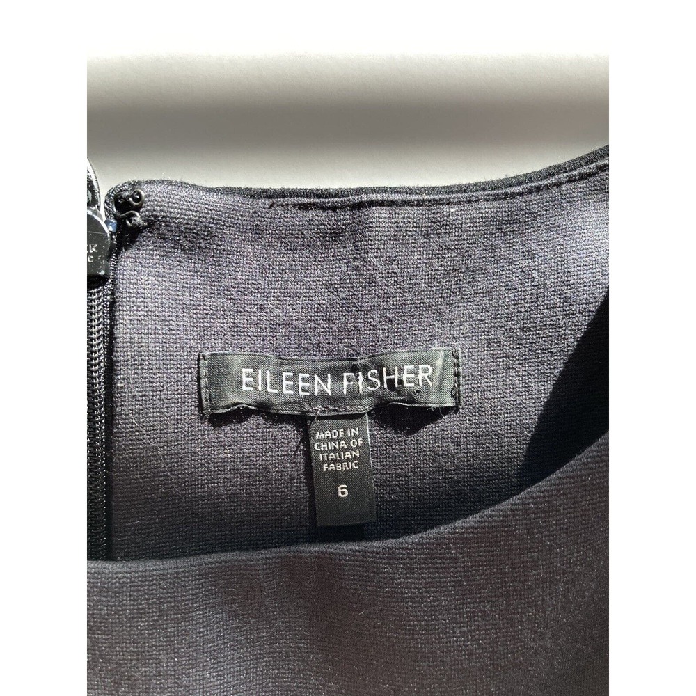 EILEEN FISHER Charcoal Stretch Color Block Boat Neck Sleeveless Dress Size 6 - Picture 6 of 8